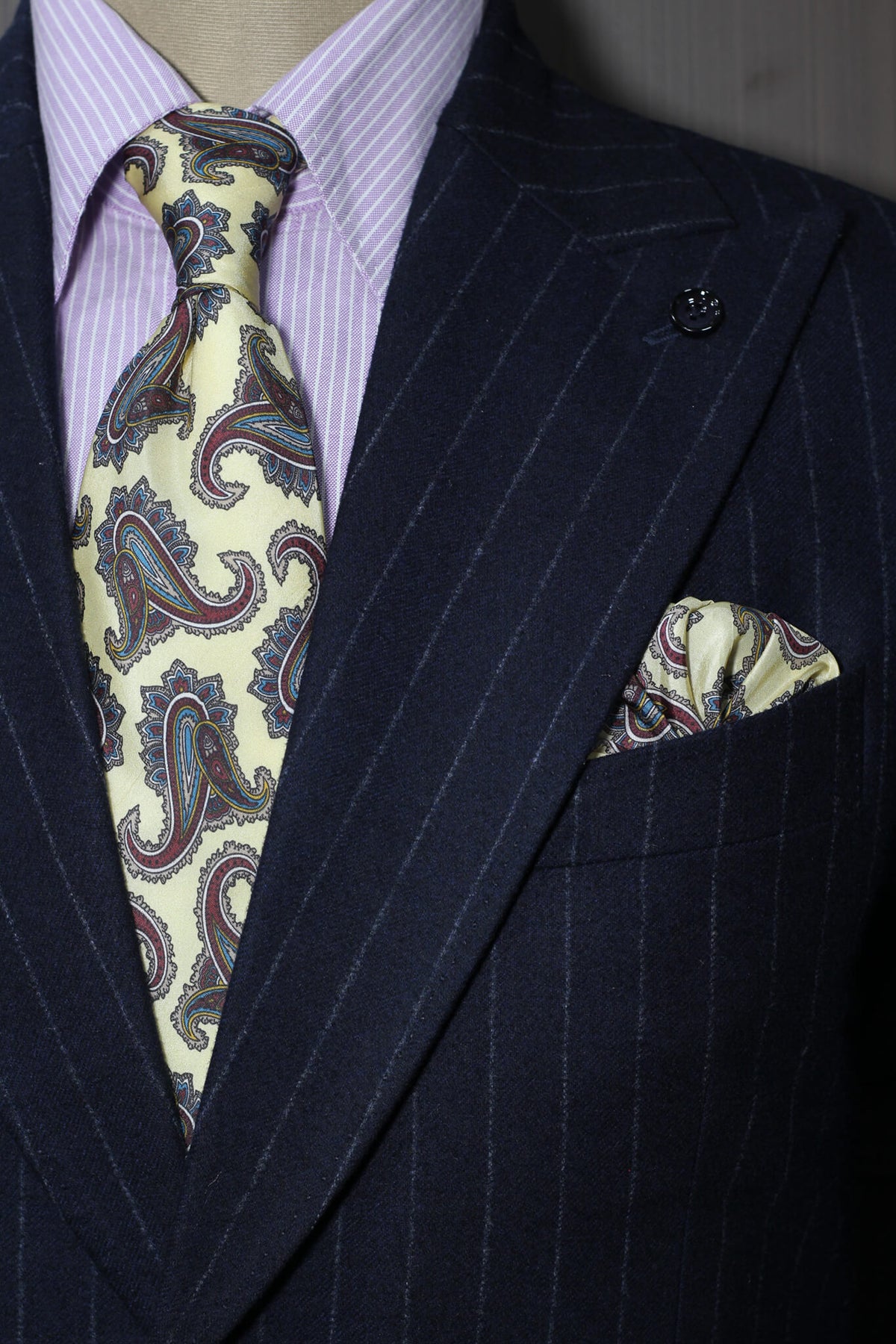 Beige On Maroon Paisley Silk Tie Set