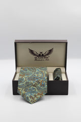 Pista And Blue Paisley Silk Tie Set