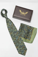 Pista And Blue Paisley Silk Tie Set