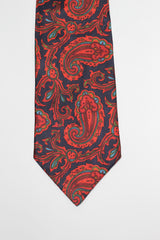 Red and Navy Paisley Silk Tie Set