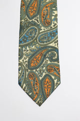 Lemon And Sage Green Paisley Silk Tie Set