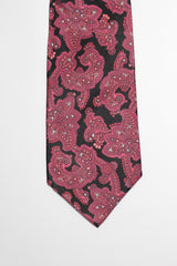 Pink On Black Floral Paisley Silk Tie Set