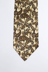 Golden And Black Small Paisley Silk Tie Set