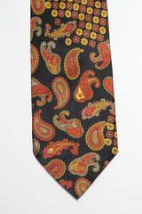 Rust On Black Paisley Medallion Silk Tie Set