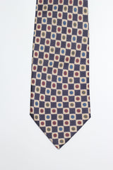 Navy Multicolor Floral Checkered Silk Tie Set