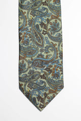 Pista And Blue Paisley Silk Tie Set