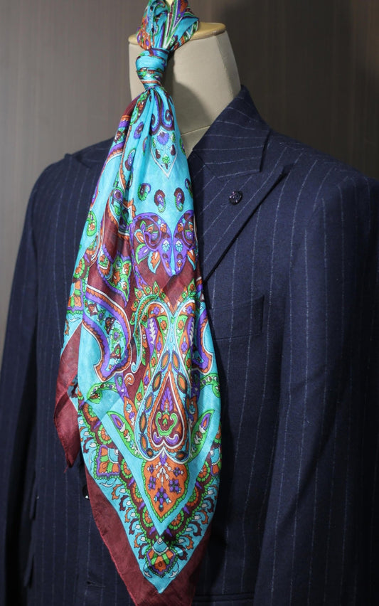 Aqua Blue And Purple Neck Scarf