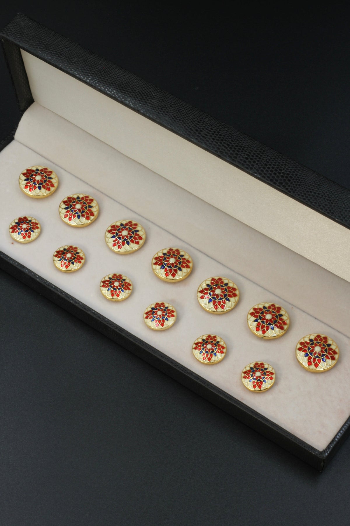 Rajputana Beige Blue Button Set ( Set 7 big and 6 small )