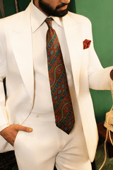 Mud Olive Striped Silk Tie Set