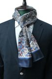 Beige and Blue Ornate Long Scarf