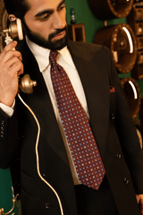 Wine Floral Geometric Silk Tie Set