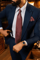 Burgundy Grid Silk Tie Set
