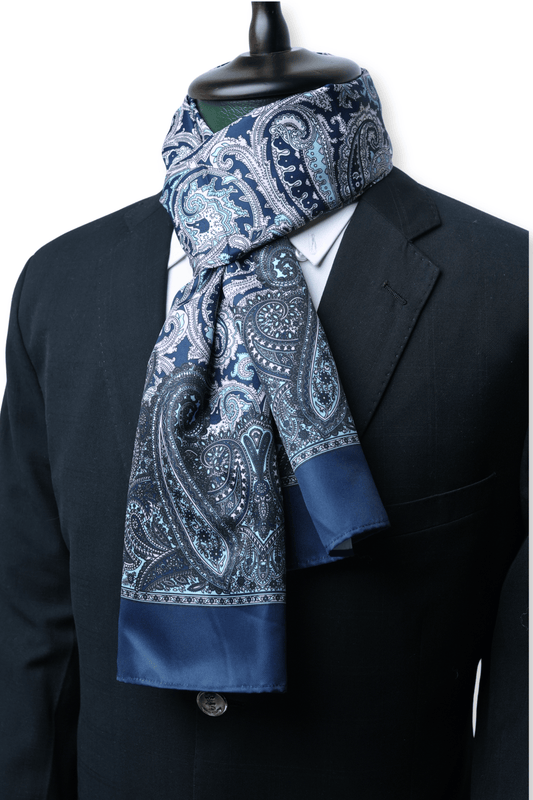 Blue and Pink Paisley Long Scarf