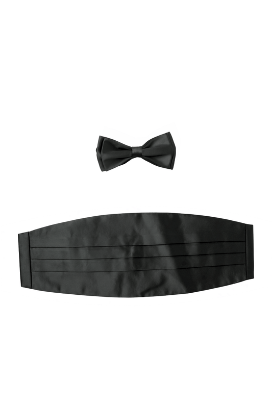 Black Satin Bowtie And Cummerband