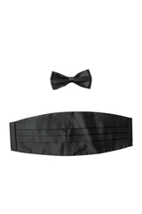 Black Satin Bowtie And Cummerband