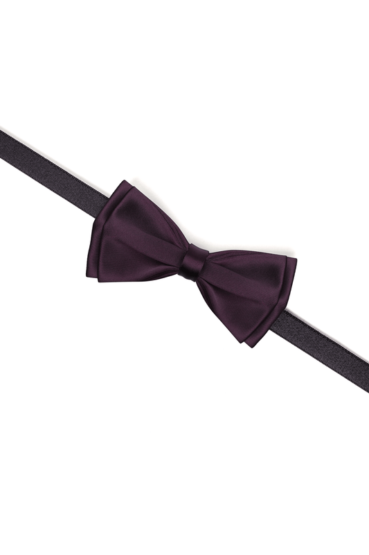 Wine Satin Bow Tie