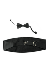 Black Satin Bowtie And Cummerband