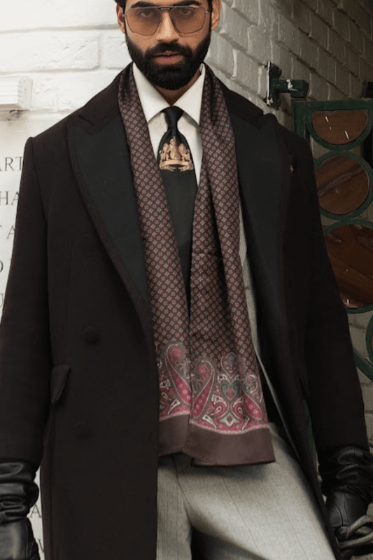 Brown Geometric Long Scarf