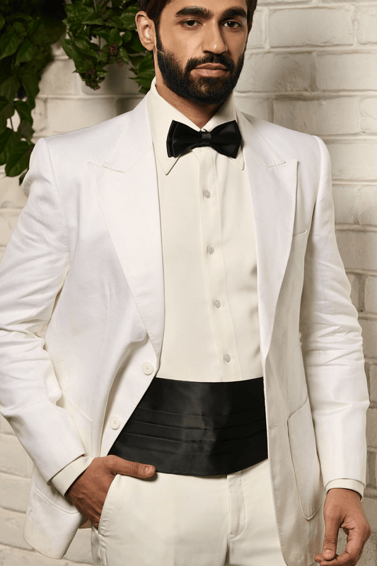 Black Satin Bowtie And Cummerband
